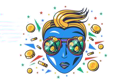 Money excitement and wealth business woman vector