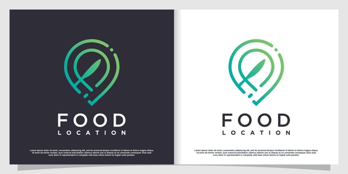 Food location logo with simple and creative element style Premium Vector part 6