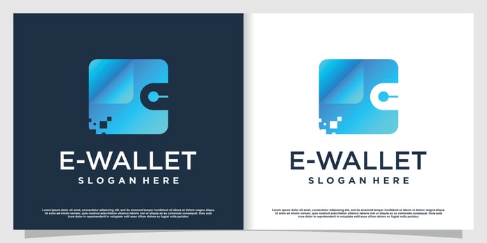 E wallet logo design with creative concept Premium Vector