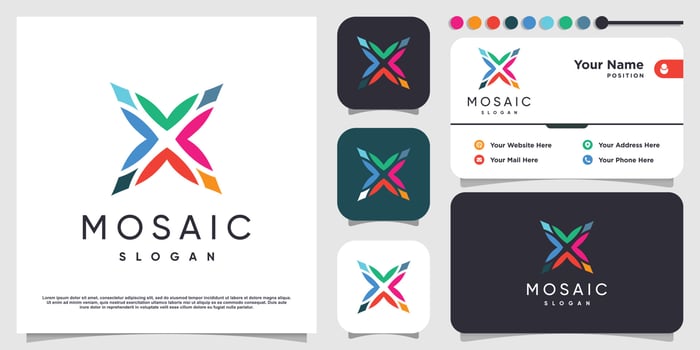 Mosaic logo with modern abstract element Premium Vector