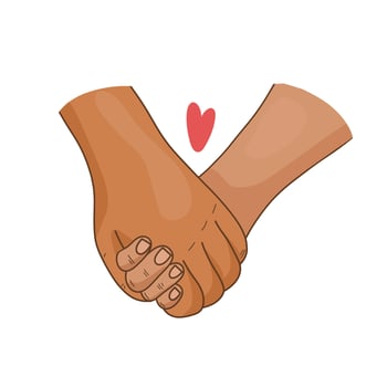 Colored hand holding hands. Vector illustration hand drawn couple holding hands. poster art print. vector illustration isolated on white