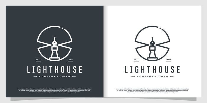 Light house logo design with creative line art style Premium Vector