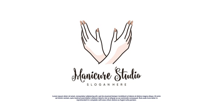 Nail logo concept with creative element style Premium Vector