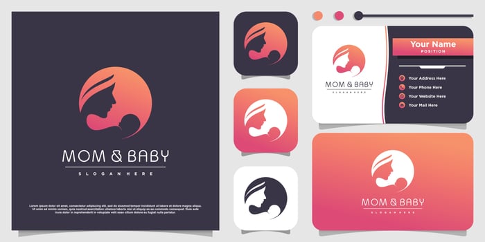 Mom and baby logo concept Premium Vector