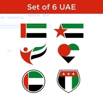 Set of united Arab Emirates flag, vector illustration