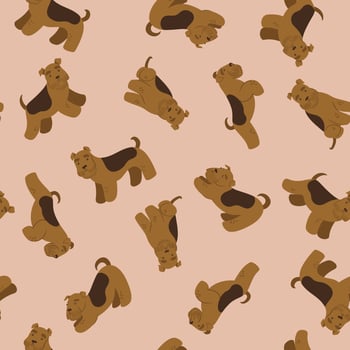 Seamless pattern with cute terriers. Vector graphics.