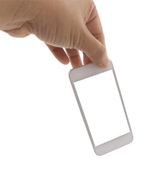 hand holding cell phone show on transparent background png file