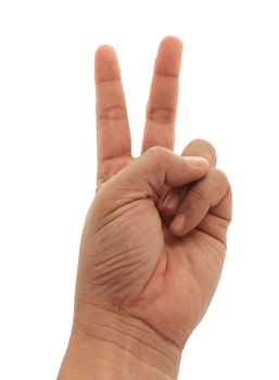 Hand with two fingers up on transparent background png file