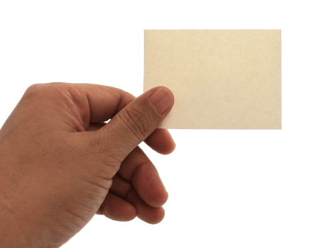 hand holding blank business name card on transparent background png file