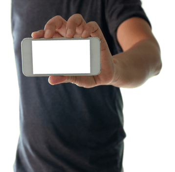 a man using hand holding the smartphone on transparent background png file
