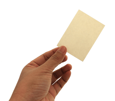 hand holding blank business name card on transparent background png file