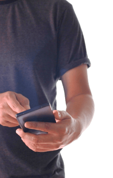 a man using hand holding the smartphone on transparent background png file