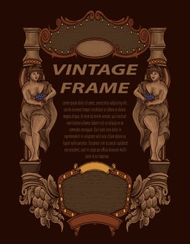 Vintage frames in baroque antique style. engraving retro frames ornament. vector
