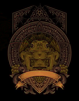 illustration vintage frog with engraving style vector