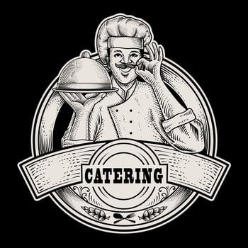 Illustration chef catering vintage logo vector