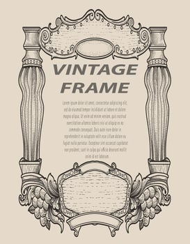 Vintage frames in baroque antique style. engraving retro frames ornament. vector