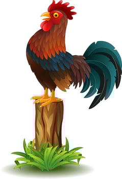 Cartoon rooster crowing vector