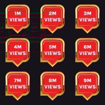 1 million to 9 million views celebration thumbnail design vector, 1m plus views thank you vector