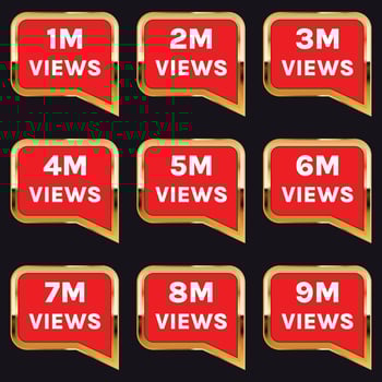 1 million to 9 million views celebration thumbnail design vector, 1m plus views thank you vector