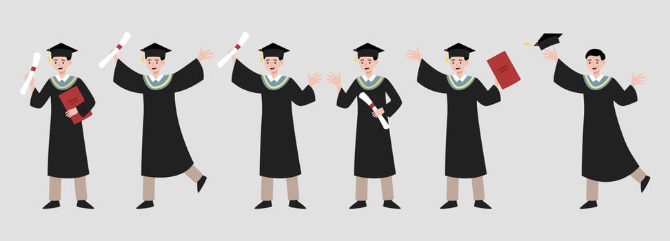graduation cartoon character collection vector