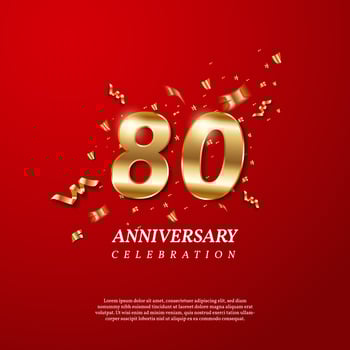 80th Anniversary celebration. Golden number 80 vector