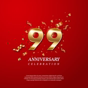 99th Anniversary celebration. Golden number 99 vector