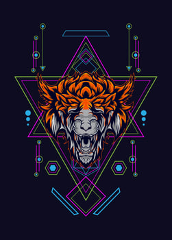 dark wolf head with sacred geometry. eps10 vector
