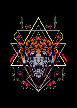 dark wolf head with sacred geometry. eps10 vector
