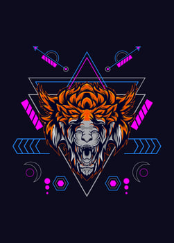 dark wolf head with sacred geometry. eps10 vector