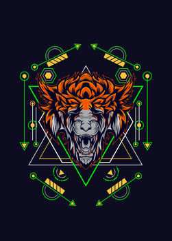dark wolf head with sacred geometry. eps10 vector