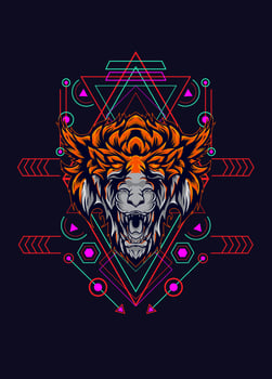 dark wolf head with sacred geometry. eps10 vector