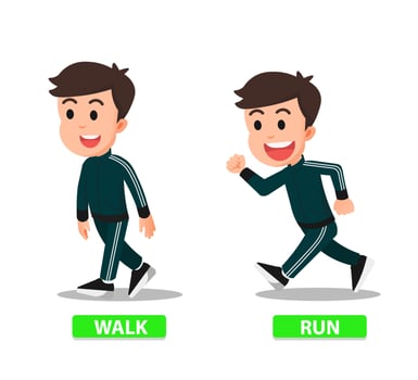 Boy who is walking and running in training clothes vector