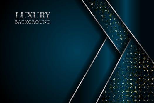 Abstract dark navy overlap with glitters dots and golden line modern luxury futuristic technology background vector illustration.