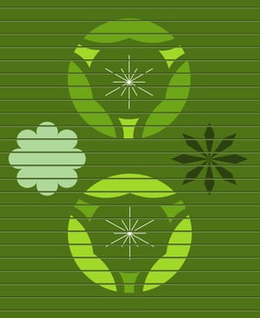 Horizontal green plastic panels. With abstract background pattern. Vector
