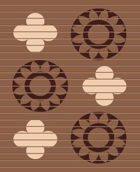 Horizontal brown plastic panels. With abstract background pattern. Vector