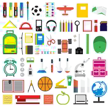 Set of school supplies. Vector illustration.