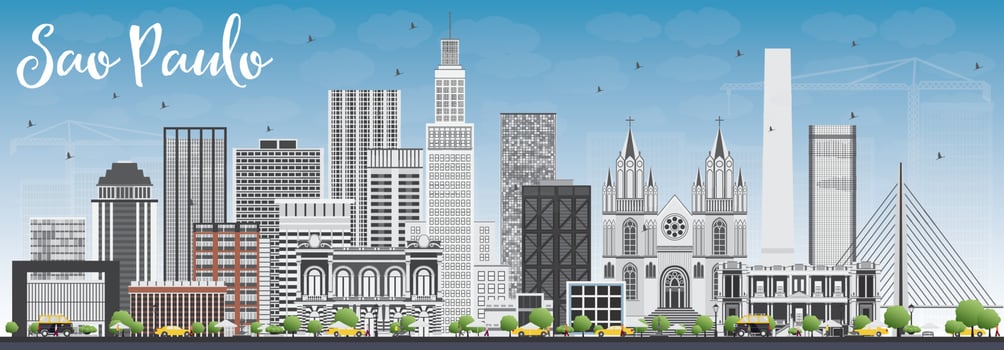 Sao Paulo Skyline with Gray Buildings and Blue Sky. vector