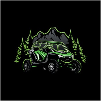 UTV buggy vehicle illustration logo vector in black background