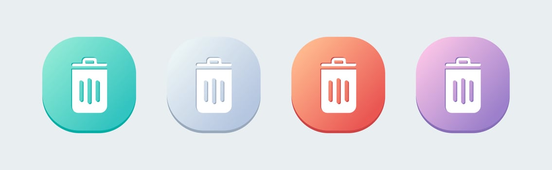 Trash bin solid icon in flat design style. Delete signs vector illustration.