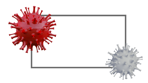 3d rendering image of covid-19 virus model and frame for text png