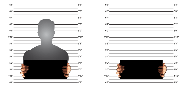 Police background measuring lines mugshot in US standard and banner on two hands png