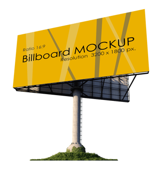Mockup image of 3d rendering stand alone billboard png