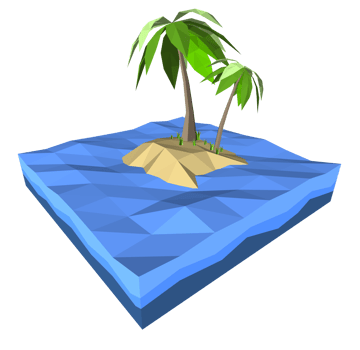 3Ds low polygon palm tree on lonely island in the ocean png