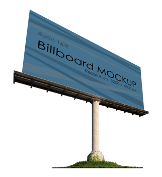 Mockup image of 3d rendering stand alone billboard png