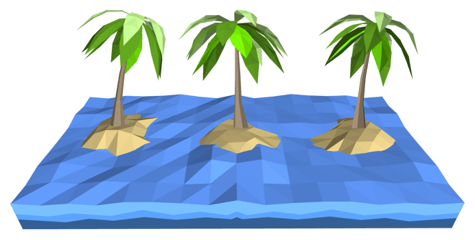 3Ds low polygon palm tree on lonely island in the ocean png