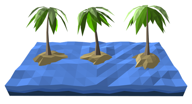 3Ds low polygon palm tree on lonely island in the ocean png