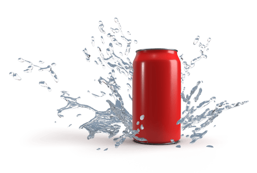 3d rendering image of white can and water splash png