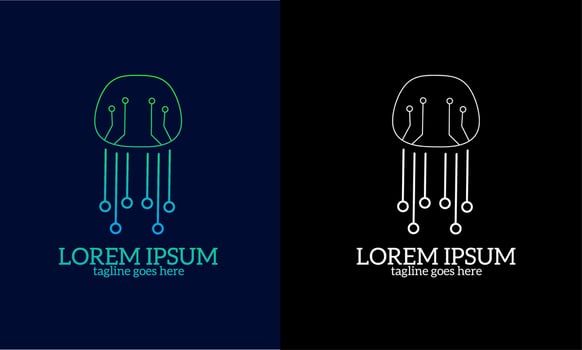 Illustration vector graphics of template logo jelly fish tech