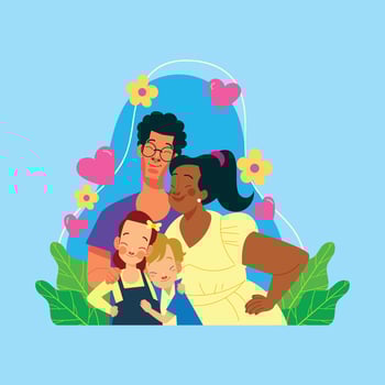 Happy Family With Their Adopted Kids vector