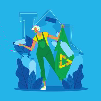 Women Doing Plastic Recycling at Home vector